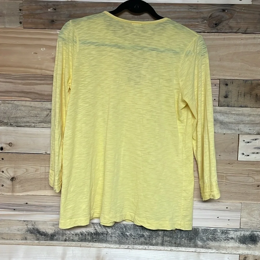 J.Crew size XS Vibrate Yellow Ruffle V-neck 3/4 Sleeve Lightweight Cotton Blouse